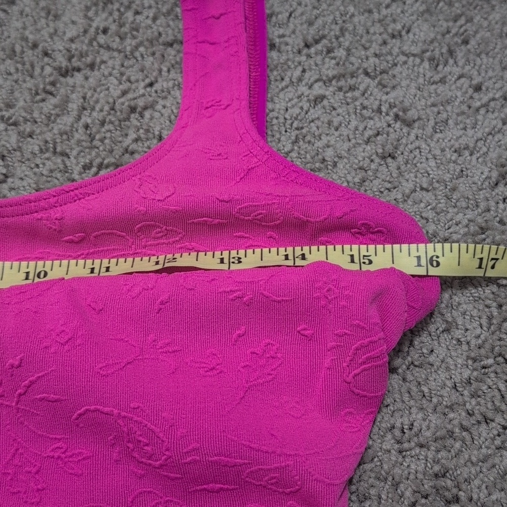 Vintage Christina Pink Floral Textured One Piece Leotard Swim Bodysuit Aerobics - Picture 5 of 10